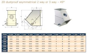 2-Way 45Deg ASymmetric K Diverter Flap Valve