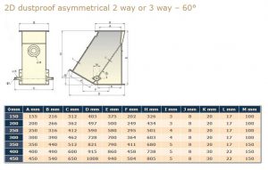 2-Way 60Deg ASymmetric K Diverter Flap Valve