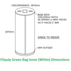 Filquip Green Bag Inner White Filter for Silo Dimensions
