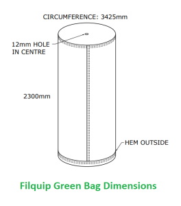 Filquip Green Bag Filter for Silo Dimensions